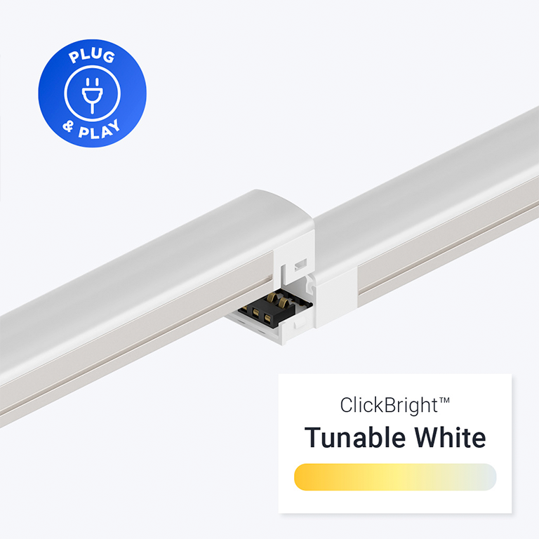 ClickBright LED light bar with adjustable white and plug and play