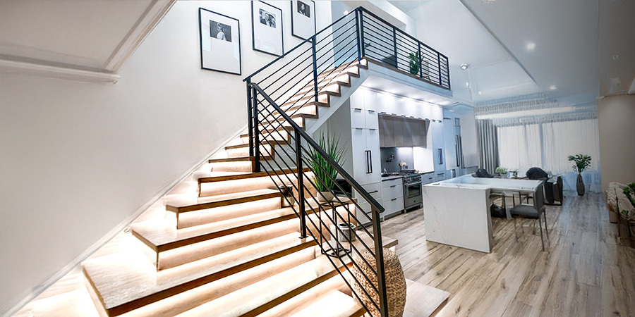 Stairs-illuminated-with-led-lights-strips Elegant stairs illuminated with white LED strips