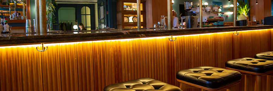 bar lighting design using led strips
warm white under the counter