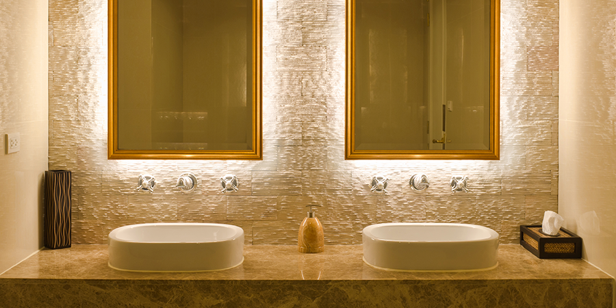 Double vanity Two sites vanity mirror lighting