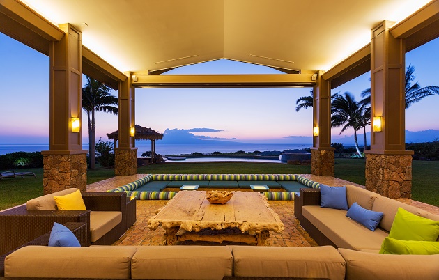 Hotel patio and pool lighting with strips