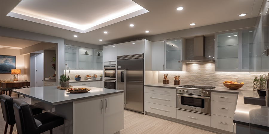 Various options for kitchen lighting layout