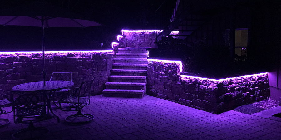 IP65 RGB light strips on a patio