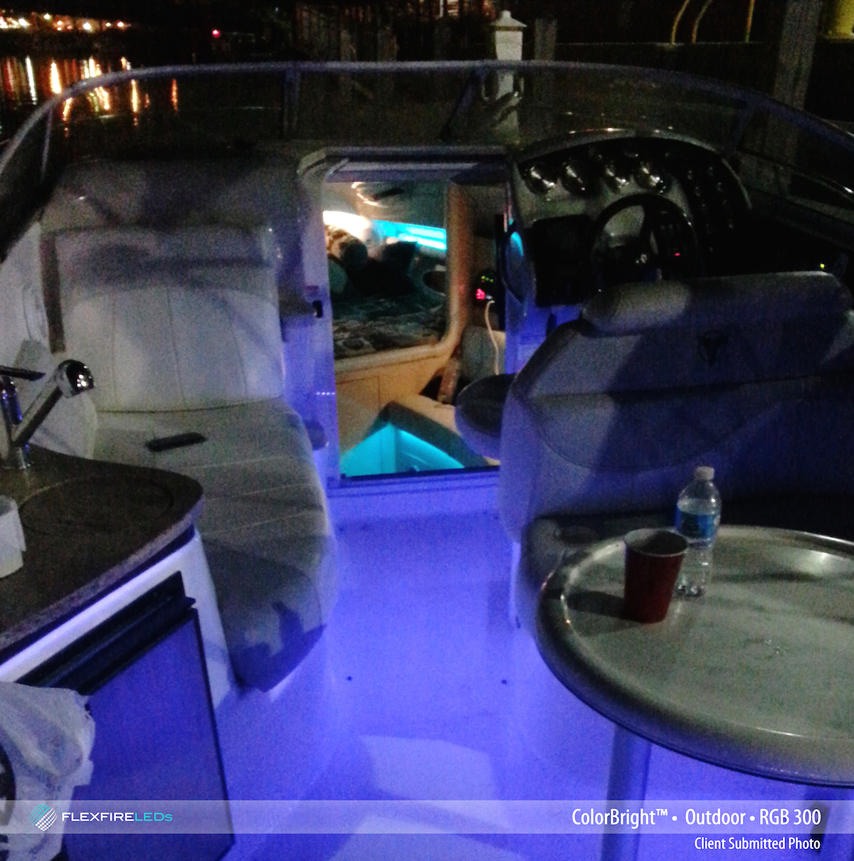 rgb strip lighting in boat installation