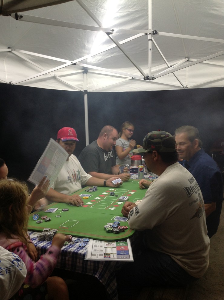 rv outdoor poker table with LED strips